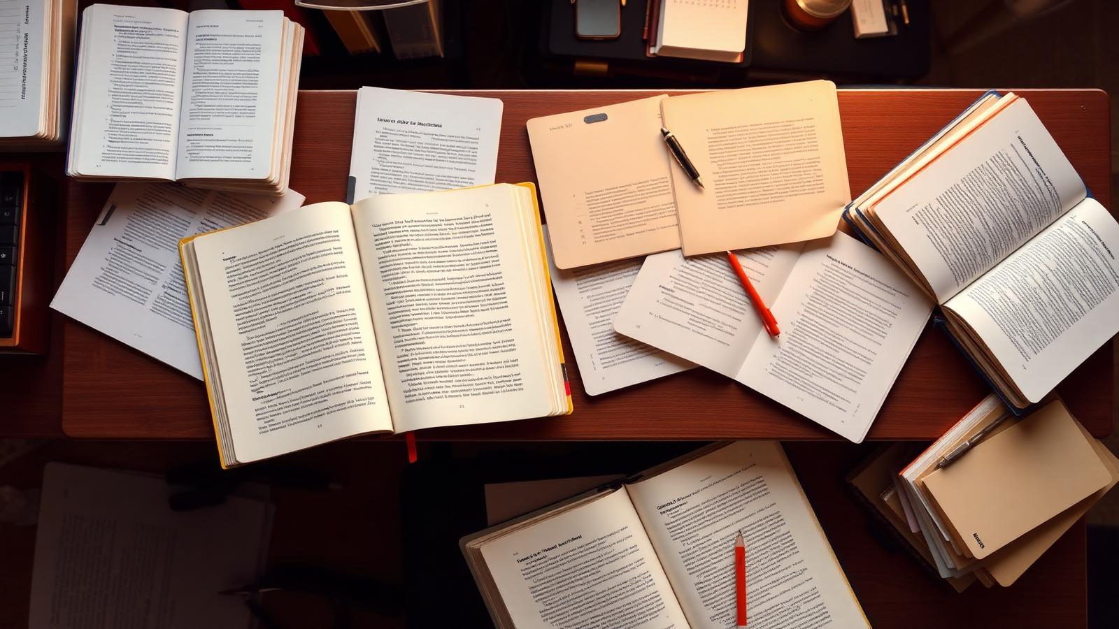 Open books on a desk